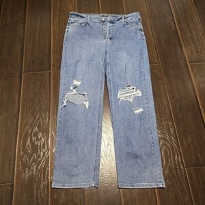 Wild fable super high rise straight legs distressed jeans button fly size 16